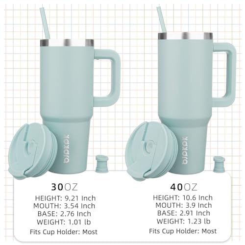 30 oz Insulated Tumbler with Handle & Straw