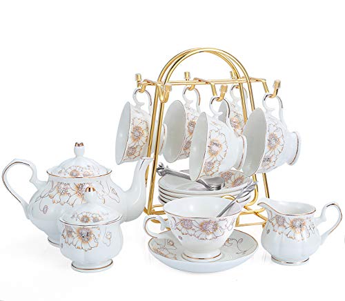 Tea Set 22 Piece Porcelain Ceramic Coffee (22 Count)