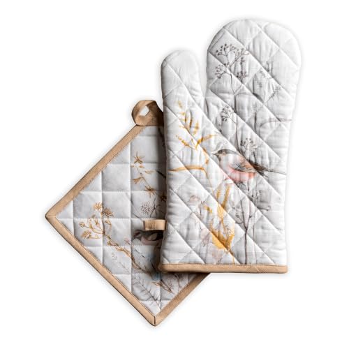 100% Cotton Oven Mitt & Pot Holder Set