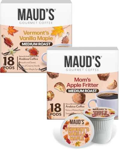 Maud’s Maple Vanilla & Apple Fritter Flavored Coffee Pods Variety Pack 36ct (36 Count)