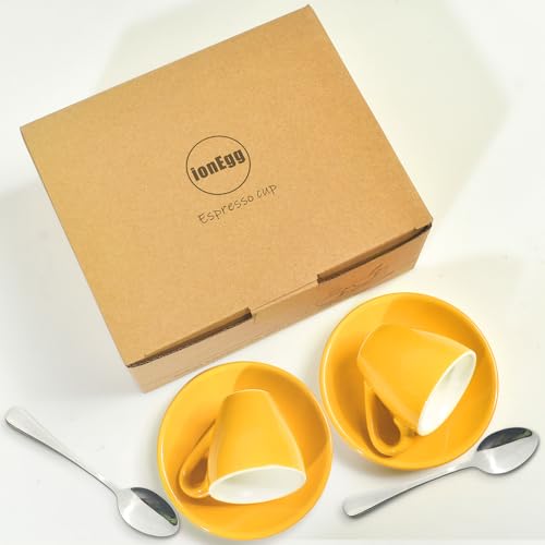Porcelain Espresso Cup with Saucer And Stainless Steel mini Spoons (7 Count)