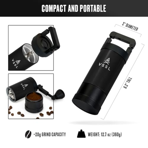 JAVA Manual Hand Coffee Grinder. 50 adjustable grind settings for Aeropress