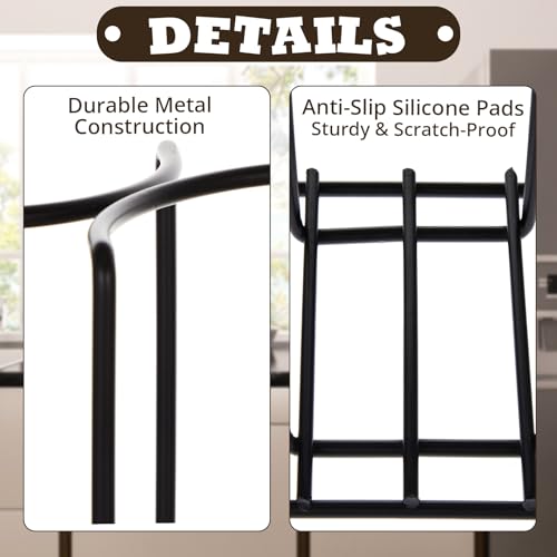 2 Pcs 5 Section Coffee Cup Organizers 23 x 5 x 8.5 Inch Wire Rack Coffee Cup and Lid Holder Black Iron Lid Dispenser Countertops Station Organizer for Kitchen Storage Essentials (2 Count)