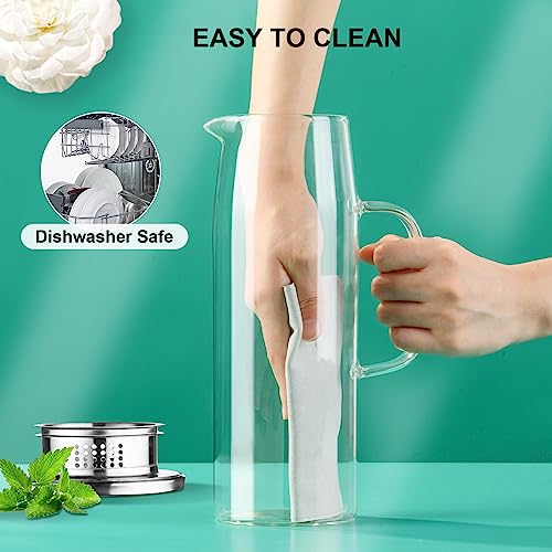 Glass Pitcher with Lid and Spout 50oz