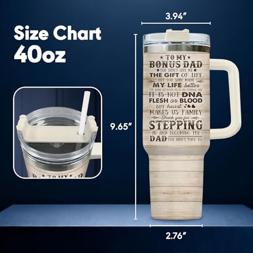 Bonus Dad Stepdad Thank You 40 oz Tumbler with Handle