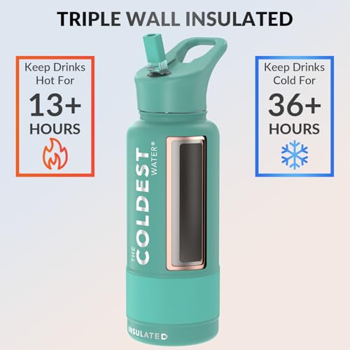 Coldest Insulated Water Bottle with Straw Lid