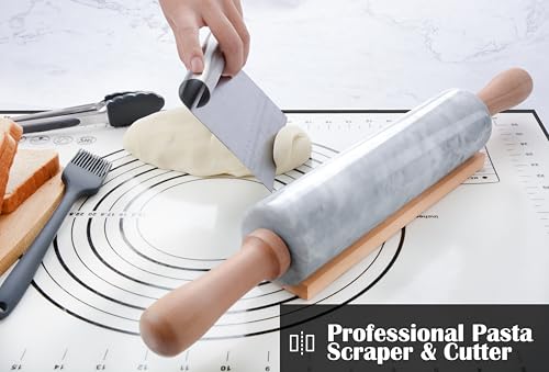Marble Rolling Pin Set with Silicone Pastry Mat