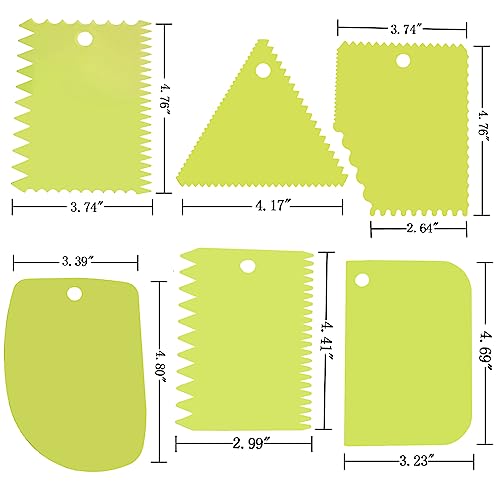 6pcs Cake Scraper Decorating Comb and Icing Smoother Reusable Bread Cream Pizza Cutter (6 Count)