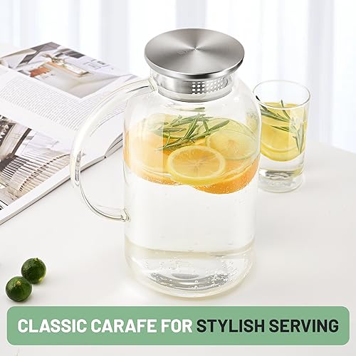2.2 Liter 75oz Glass Pitcher with Lid