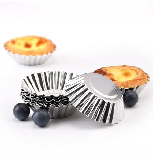 50 Pieces Aluminum Egg Tart Mold Small Tart Pie Tin Mini Cupcake Cake Muffin Cookie Mold Baking Cups (50 Count)