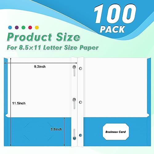 100 Pack Two Pocket Paper Folders with Prongs