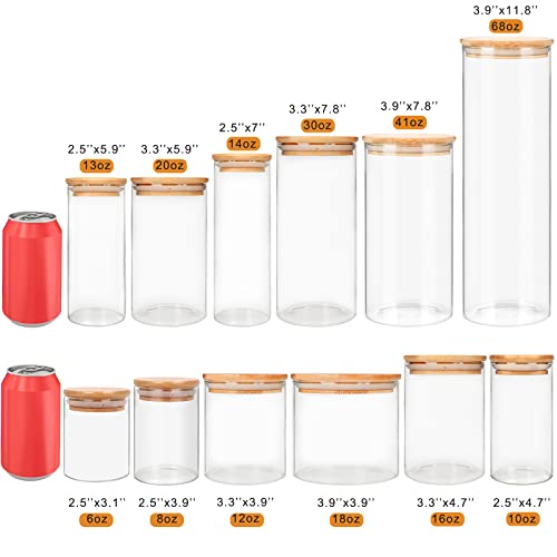 15 Pack 10 oz Glass Jars With Bamboo Lids for Kitchen (15 Count)