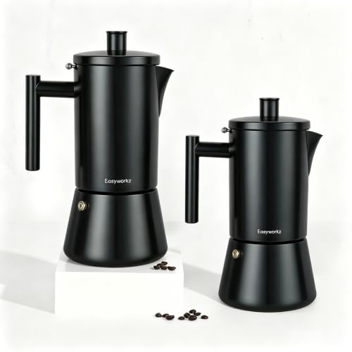 Diego Stovetop Espresso Maker Stainless Steel Italian Coffee Machine Maker 6Cup 10 oz Moka Pot Induction Espresso Pot