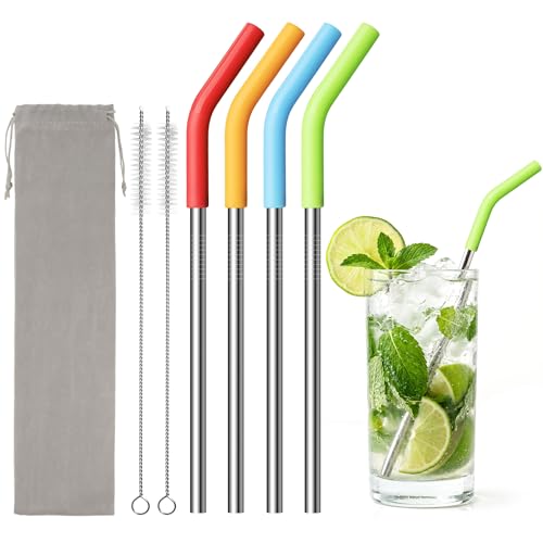 Short Metal Straw with Silicone Tips