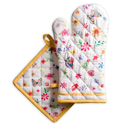 100% Cotton Oven Mitt & Pot Holder Set