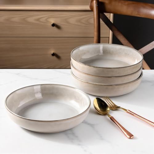 8.75'' Large Ceramic Pasta Bowls (4 Count)
