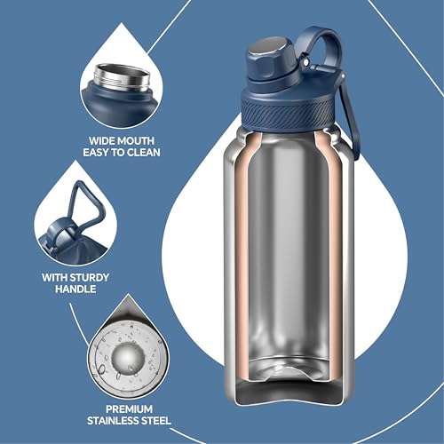 32oz Insulated Stainless Bottle with 2 Leakproof Lids