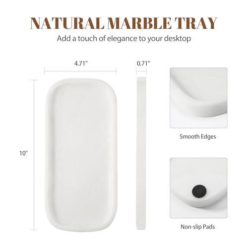 Marble Tray 10"x5" Marble Vanity Tray for Bathroom Countertop Kitchen Sink