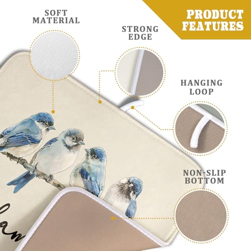 Home Blue Bird Family Dish Drying Mat for Kitchen Counter
