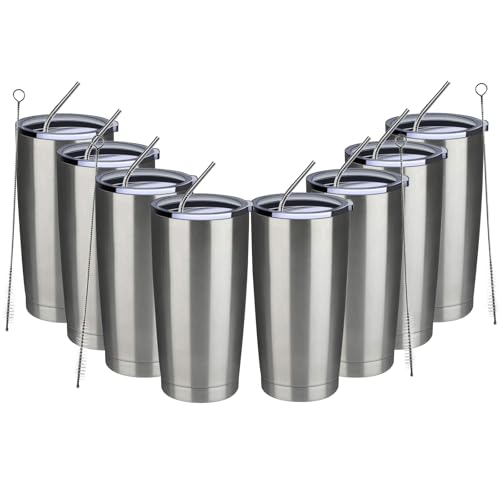20oz Tumbler 8 Pack Double Wall Vacuum Insulated Travel Mug Bulk (8 Count)
