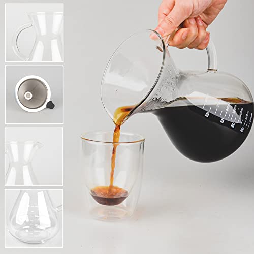 Pour Over Coffee Maker with Reusable Double