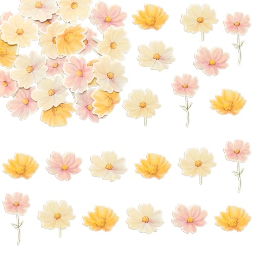 50Pcs Edible Flower Cupcake Toppers Wafer Paper Spring Bridal Engagement Baby Shower Birthday Party Cupcake Picks Anniversary Party Decorations Supplies Multi (50 Count)
