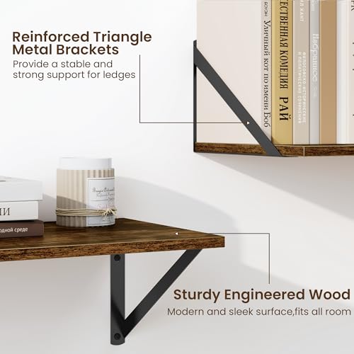 Deep Floating Shelves for Wall (2 Count)