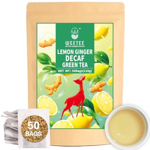 Lemon Ginger Decaf Green Tea Bags 50 Counts