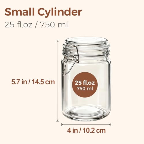 25 oz Glass Jars with Airtight Lids 6 Pack Pantry Coffee Canisters (6 Count)