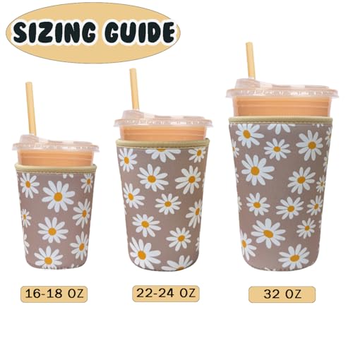 Reusable Insulated Neoprene Iced Coffee Cup Sleeve (3 Count)