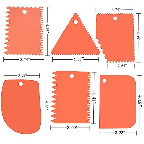 6pcs Cake Scraper Decorating Comb and Icing Smoother Reusable Bread Cream Pizza Cutter (6 Count)