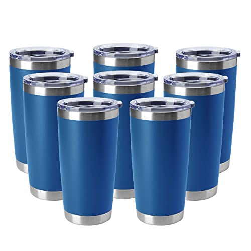20oz Tumblers Stainless Steel Mugs with Lid Double Wall Vacuum Insulated Coffee Cups for Cold & Hot Drinks (8 Count)