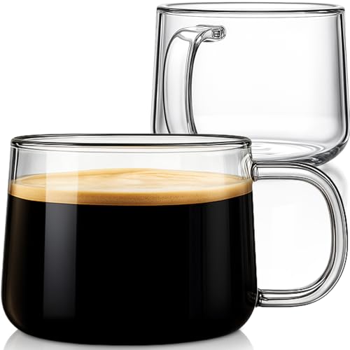 16oz Glass Coffee Mugs Set of 2 (2 Count)