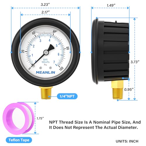 0~100Psi Stainless Steel Liquid Filled Pressure Gauge 1