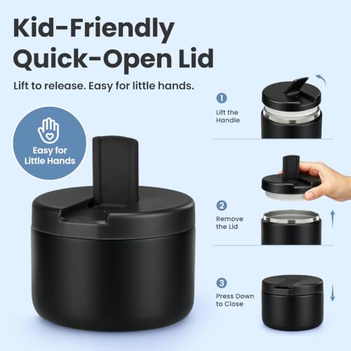 12oz Insulated Vacuum Food Jar with Buckle Lid Wide Mouth Soup Thermo for Hot Food Kids Leakproof Stainless Steel Lunch Container