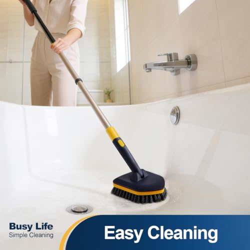 Tub Tile Scrubber Brush 2 in 1 Cleaning Brush 4*Scouring Pads 58.2"