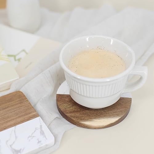 4 Pack Marble and Acacia Wood Coasters (4 Count)