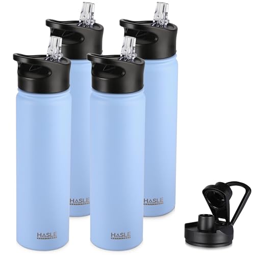 Insulated Water Bottle 22 oz Double Wall Stainless Steel Water Bottle Wide Mouth with Straw Lid & Spout Lid Keeps Cold or Hot