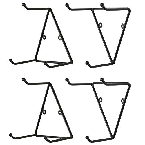 Matte Black Metal Triangular Coffee Mug Holder Wall Mount Display Rack Mug Organizer with 3 Hooks (4 Count)