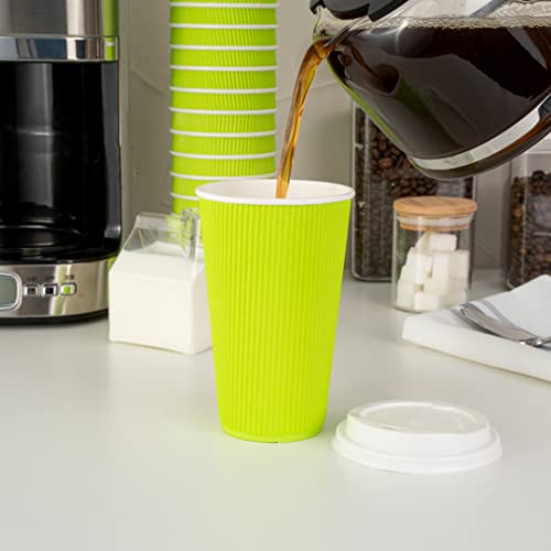 Ripple Wall Coffee Cups 25 Count 16 Ounce Insulated Eco Green Paper Cups