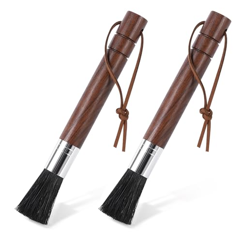 2 Pack Coffee Grinder Cleaning Brush with Natural Walnut Wood Handle and Black Boar Bristle (2 Count)