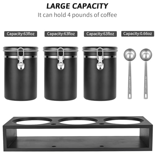 3×63OZ Stainless Steel Coffee Container with Shelf and Scoop for Coffee Bar (80 Ounce)