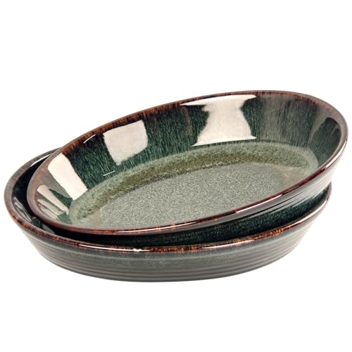 Oval 9.5 x 7 Inch Ceramic Pie Pan Quiche Baking Dish Set of 2 (2 Count)