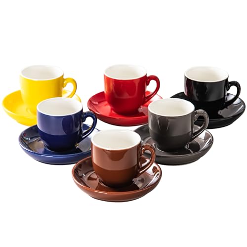 5oz Espresso Cups with Saucers Set (6 Count)