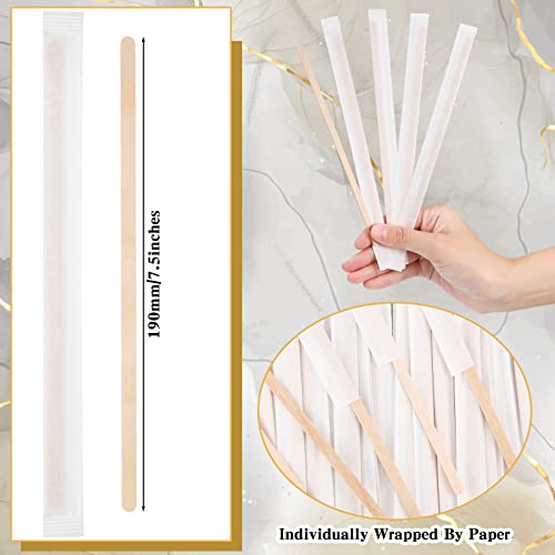 2000 Pcs Individually Wrapped Wooden Coffee Stirrers