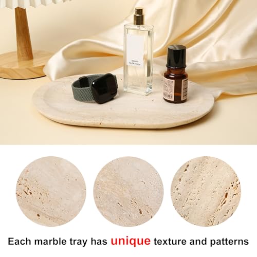 Natural Marble Decorative Tray Bathroom Counter Perfume Organizer Vanity Tray for Home Decor