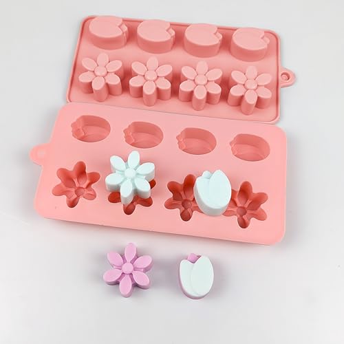 Flower Chocolate Molds 3pcs Tulip Silicone Candy Molds For Ice Cube Resin Soap Cupcake Decoration