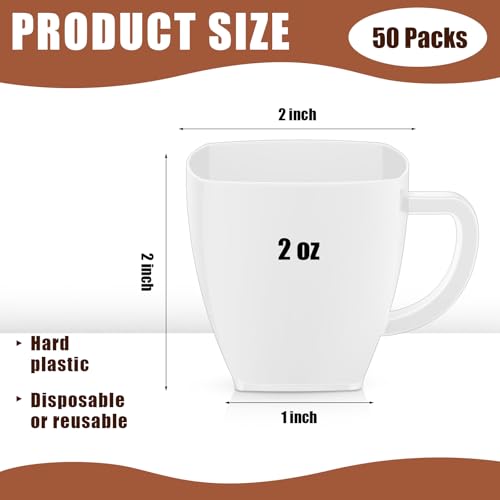 50 Pcs Mini Disposable Tea Cups with Handle (50 Count)