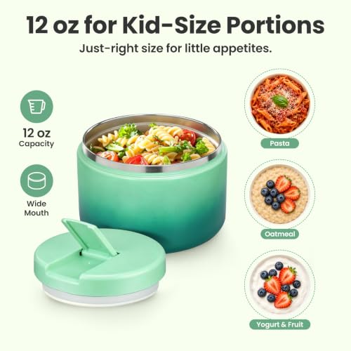 12oz Insulated Vacuum Food Jar with Buckle Lid Wide Mouth Soup Thermo for Hot Food Kids Leakproof Stainless Steel Lunch Container