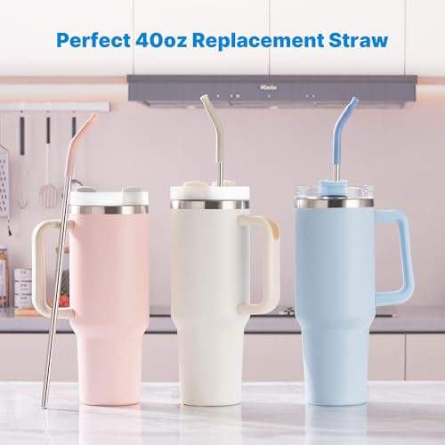 2 Pcs Stainless Steel Straws for 40 oz Stanley Tumbler